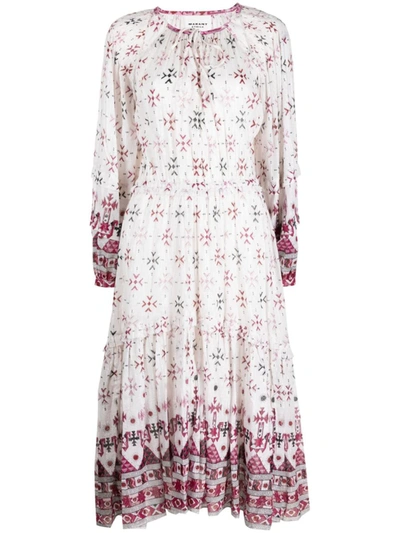 Isabel Marant Étoile Fratela-ge Print Long Sleeve Maxi Dress In White