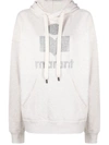 Isabel Marant Étoile Logo Embellished Long-sleeved Hoodie In White