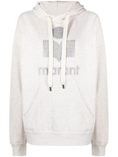 Isabel Marant Étoile Logo Print Hoodie In Ecru
