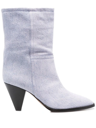 Isabel Marant Rouxa Denim Ankle Boots In Purple