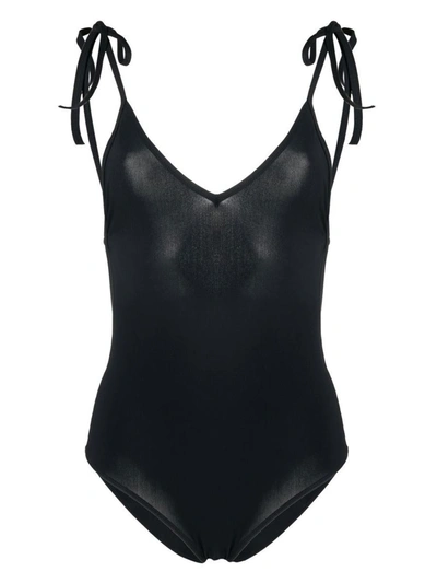 Isabel Marant Swan Spaghetti-strap Swimsuit In Black
