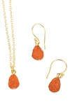 SAACHI MINI DRUSY EARRINGS AND NECKLACE SET