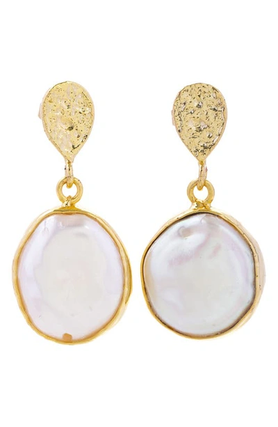 Saachi Freshwater Pearl Full Moon Dangle Earrings In Gold