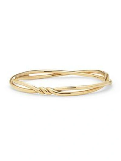 David Yurman Continuance Center Twist Bracelet With Diamonds In 18k Gold In White/gold