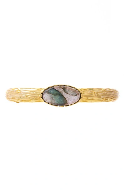 Saachi 18k Plated Labradorite Cuff Bracelet In Light Grey