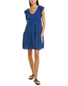 Max Studio Ruffle Cap Sleeve Tiered Jersey Babydoll Dress In Blue