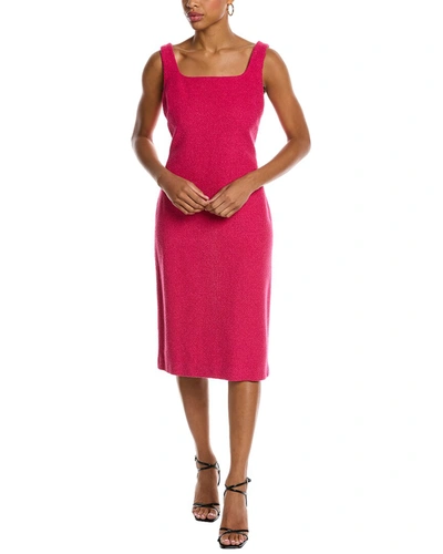St John Bouclette Tweed Wool-blend Shift Dress In Pink