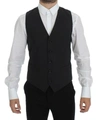 Dolce & Gabbana Blue Waistcoat Formal Stretch Wool Vest In Gray