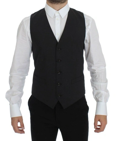 DOLCE & GABBANA DOLCE & GABBANA ELEGANT GRAY WOOL BLEND DRESS MEN'S VEST