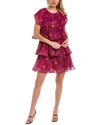 Amur Breeta Pleated Tiered Minidress In Purple
