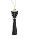 Alexis Bittar Crystal Panther & Leather Tassel Necklace