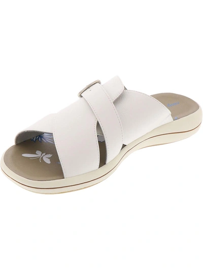 Easy Street Flint Womens Faux Leather Strappy Slide Sandals In White