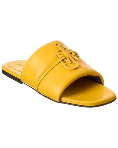 Jw Anderson Anchor Logo Leather Sandal In Yellow