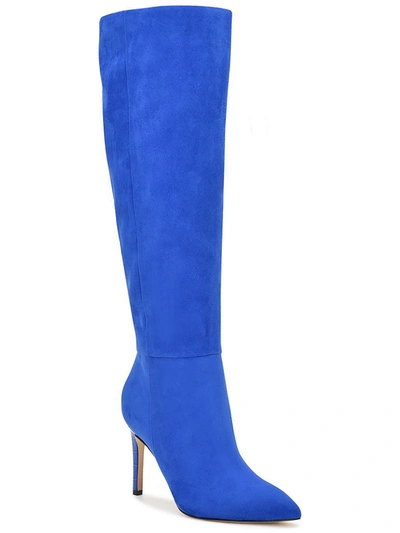 Nine West Richy2 Womens Faux Suede Pumps Knee-high Boots In Blue