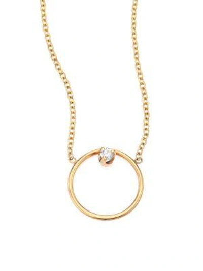 Zoë Chicco 14k Yellow Gold Paris Small Circle Diamond Necklace