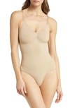 Skims Seamless Sculpt Thong Bodysuit In Mica In Clay