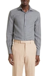 Zegna Cashco Cotton & Cashmere Button-up Shirt In Gray