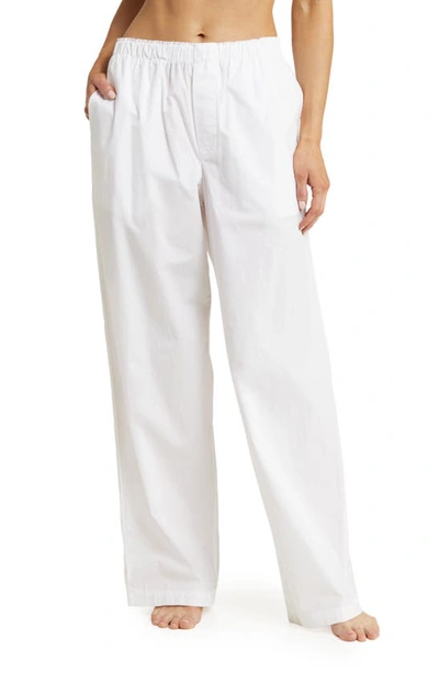 Skims Hotel Cotton Blend Pajama Pants In Snow