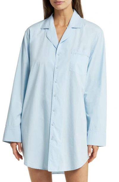 Skims Gender Inclusive Cotton Poplin Button-up Pajama Shirt In Glacier