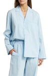 Skims Gender Inclusive Crop Cotton Poplin Button-up Pajama Shirt In Glacier