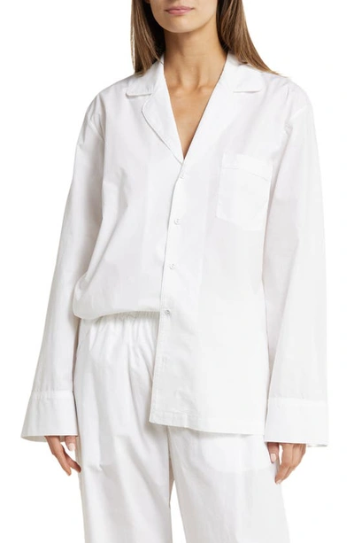 Skims Hotel Cotton And Modal-blend Twill Pajama Shirt In Snow