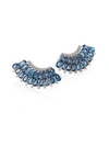 HUEB WOMEN'S MIRAGE DIAMOND & LONDON BLUE TOPAZ EAR CRAWLERS