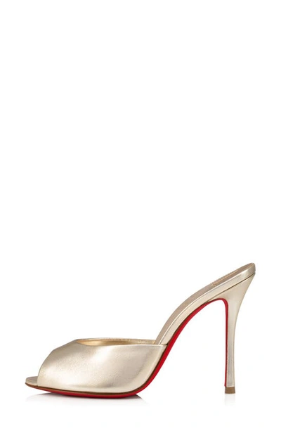 Christian Louboutin Me Dolly Metallic Red Sole Slide Sandals In Sahara Platine