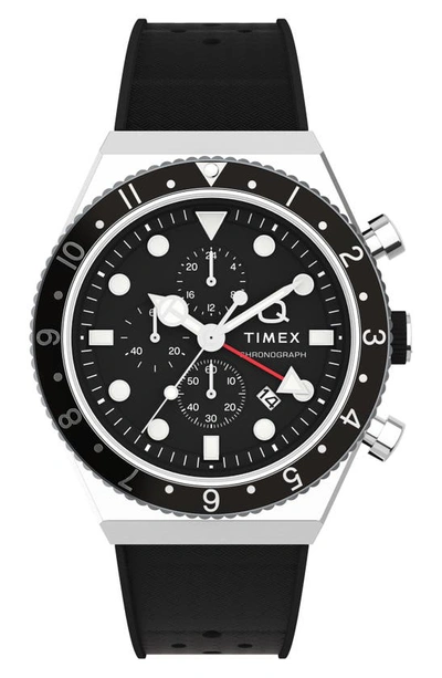 Timex Q Diver Sythentic Strap Watch In Black