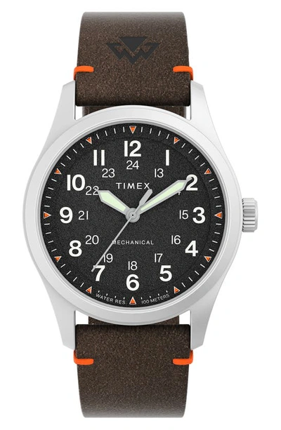 TIMEX EXPEDITION NORTH® FIELD MECHANICAL LEATHER STRAP WATCH, 38MM