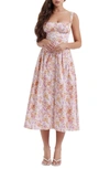 House Of Cb Womens Italian Azure Dorothy Floral-print Stretch-cotton Midi Dress In Pink Floral Print