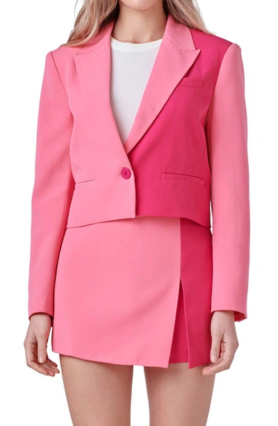 Endless Rose Colorblock Crop Blazer In Pink