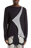 KIKO KOSTADINOV ZLATYU ASYMMETRIC MIXED MEDIA LONG SLEEVE TOP