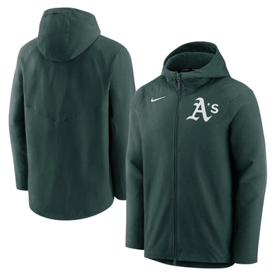 NIKE NIKE GREEN OAKLAND ATHLETICS AUTHENTIC COLLECTION PERFORMANCE RAGLAN FULL-ZIP HOODIE