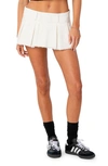 Edikted Pleated Denim Mini Skort In White