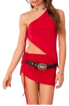 Edikted Frankie Asymmetric One-shoulder Top In Red