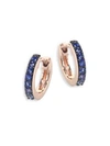 ASTLEY CLARKE Mini Halo Blue Sapphire & 14K Rose Gold Hoop Earrings