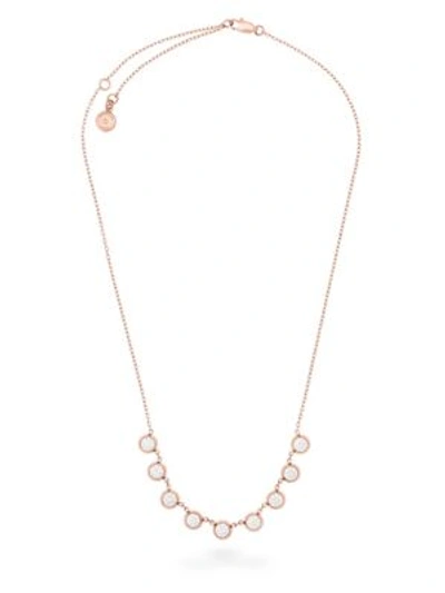 Michael Kors Embellished Strand Necklace, 16 In White/rose