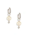JUDE FRANCES Large Lissa Diamond & 8MM White Pearl Earring Charms