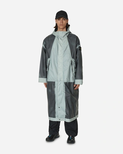 Stone Island Grey Mussola Gommata Coat In Blue