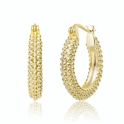 Rachel Glauber 14k Gold Plated Ribbed Hoop