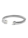 David Yurman Cable Classics Sterling Silver, Pearl & Diamond Bracelet