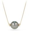 DAVID YURMAN Solari 12MM Tahitian Grey Pearl Necklace with Diamonds in 18K Gold