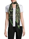 ROCKINS Prickly Paisley Classic Fringed Silk Scarf