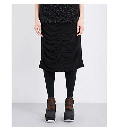 Marni Ruched Crepe Skirt In Black