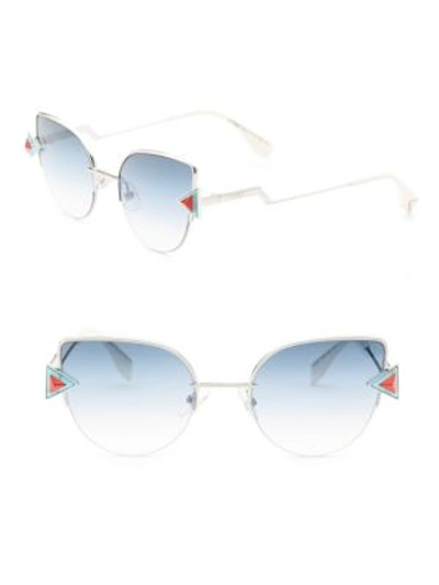 Fendi Silver Rainbow Cat-eye Sunglasses In Blue