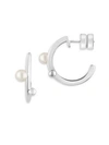 Majorica 4MM White Pearl and Sterling Silver Hoop Earrings