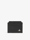 Vivienne Westwood Mens Black Milano Grained Leather Card Holder In Black