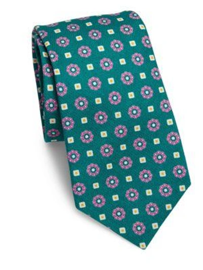 Kiton Floral Silk Tie In Black