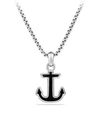 DAVID YURMAN Maritime Onyx & Sterling Silver Anchor Pendant