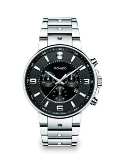 Movado 's.e. Pilot' Chronograph Bracelet Watch, 42mm In Silver/black